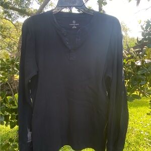 Lands’ End Mens Long Sleeve Henley Black S